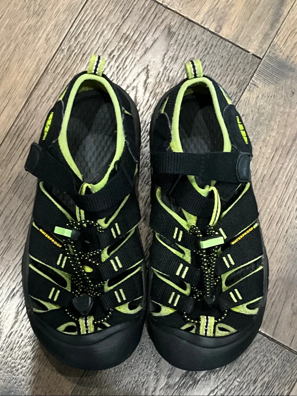Keen Black and Neon Green Trail Sandals